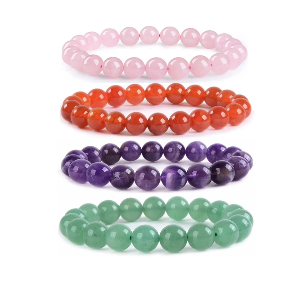 Superior Quality Quartz Gemstone Bead Bracelet Round Beads Stretch Bracelet Women Men