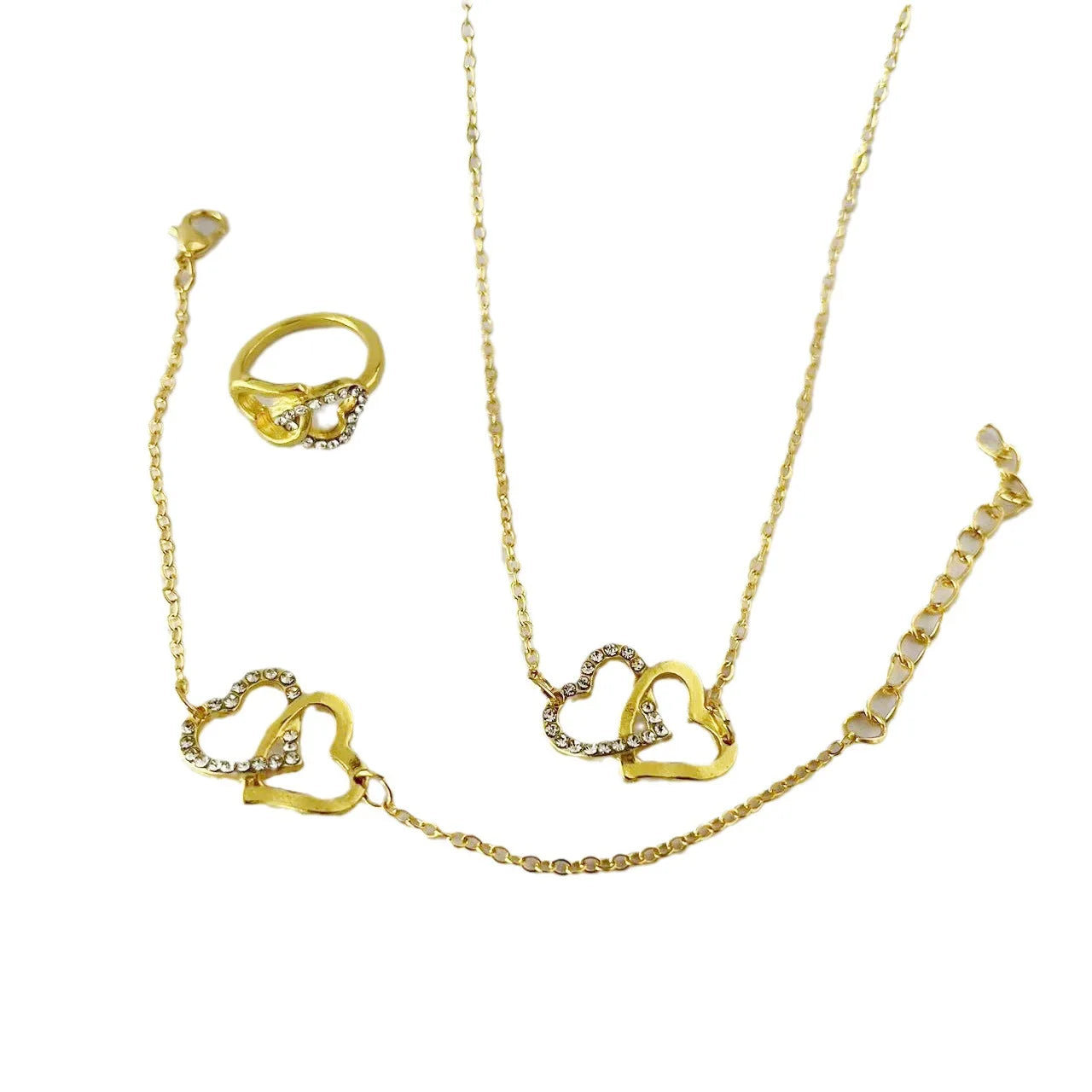 2024 New Watch Europe and America Simple and Versatile Double Love Necklace Bracelet Earrings Bracelet Jewelry
