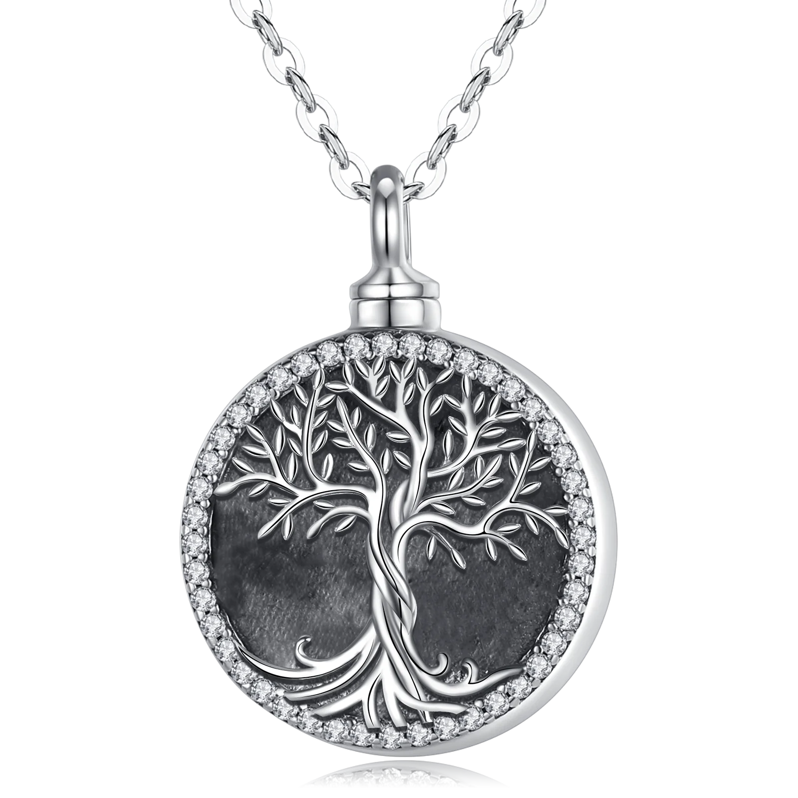 925 Sterling Silver Personalized Keepsake  Tree of Life Cremation Urn Pendant Necklace
