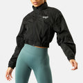 Wholesale Custom Active 100%Nylon Full Zip up Sports Gym Women Crop Windbreaker Jackets With Piping