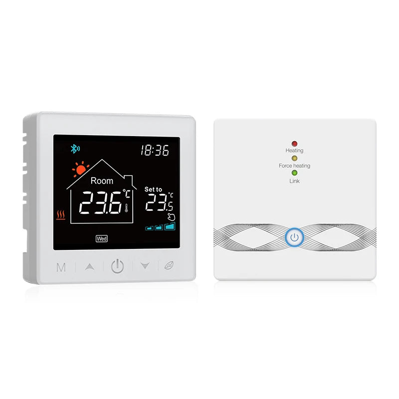 Floor Heating Thermostat RF Touch LCD Screen Smart Wall-hung Wi-Fi Gas Boiler Thermostat for Apartment with 200m Range
