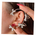 New Trendy  Bowknot  Clip Earring Ear Hook Crystal Ear Clips Without Pierced Ears Chain Earrings Women Girls Jewelry