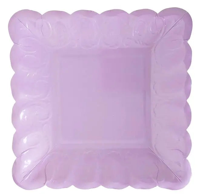 10inch Event Party Supplies Embossed Paper Plates Creative Square Shaped for Birthday Weddings Valentine 8pcs
