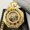 Classic Embossed Hollow Mechanical Watch Gold Octagon Roman Mechanical Pocket Watches