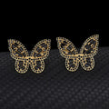 Fine jewelry 925 sterling silver black full diamond butterfly stud earrings for women