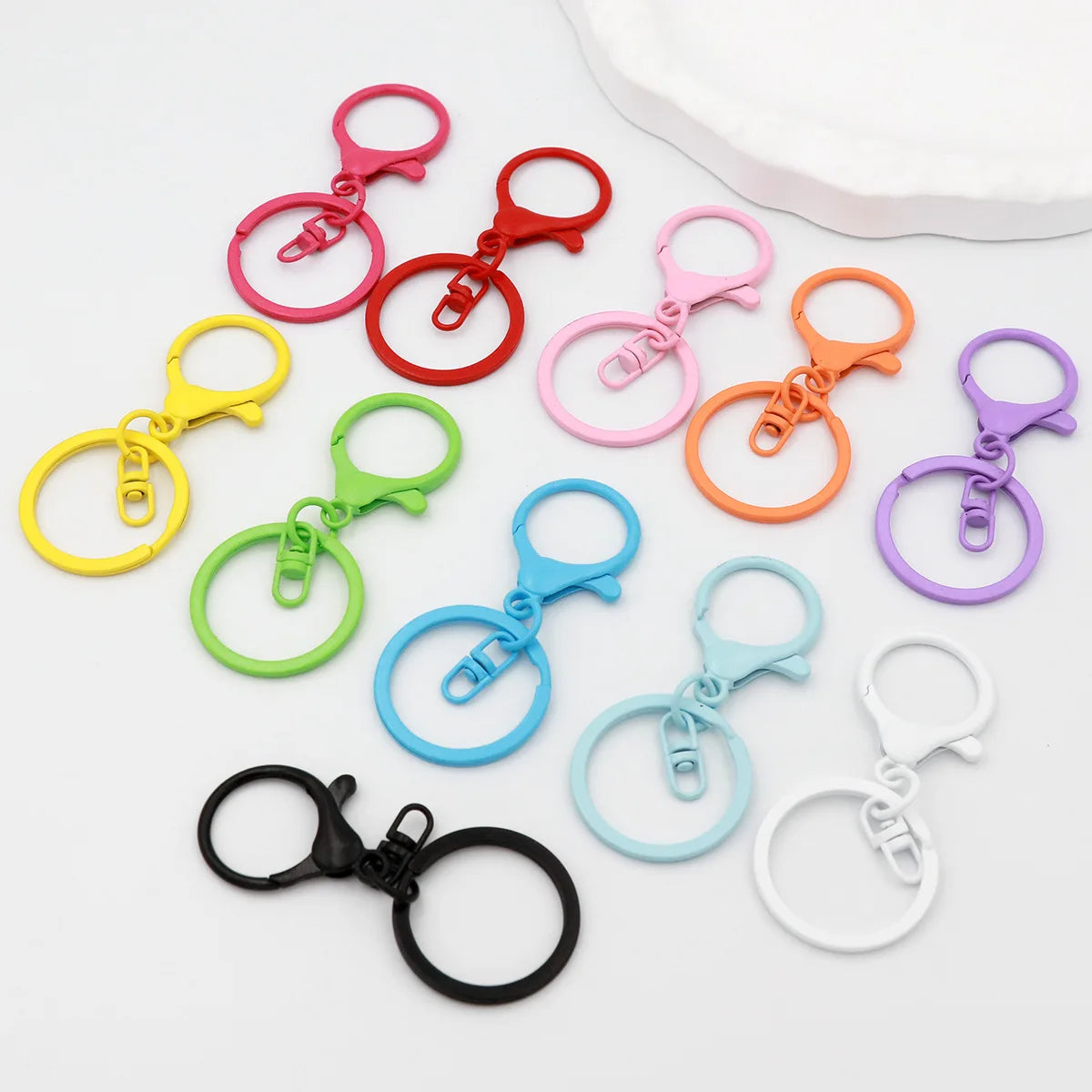 Zinc Alloy Keychain Clips Hooks Key Chain Rings Metal Swivel Lobster Claw Clasp