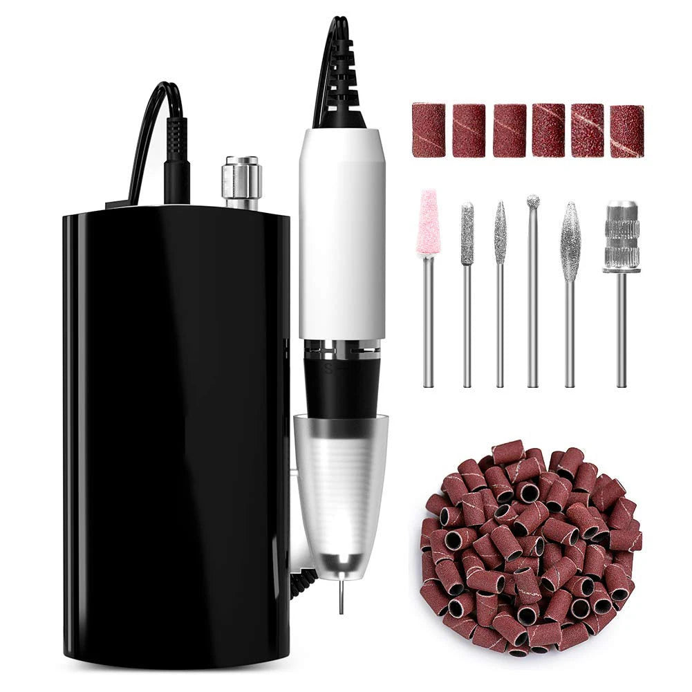 30000RPM Portable Low Noise Cordless Wireless Rechargeable Nail Drill Machine Nail Sander Electric Nail Drill Wth Bit Set