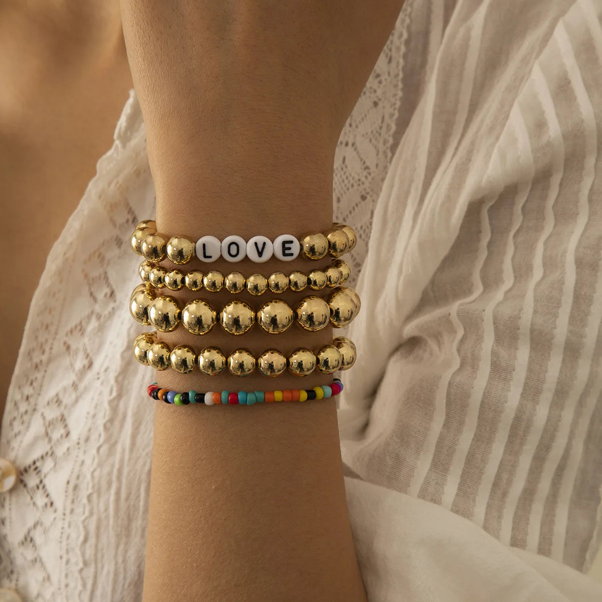 Personality Multilayer Punk Boho CCB Bracelet Set Colorful Miyuki Beads Lover Letter DIY Beaded Bracelet Set