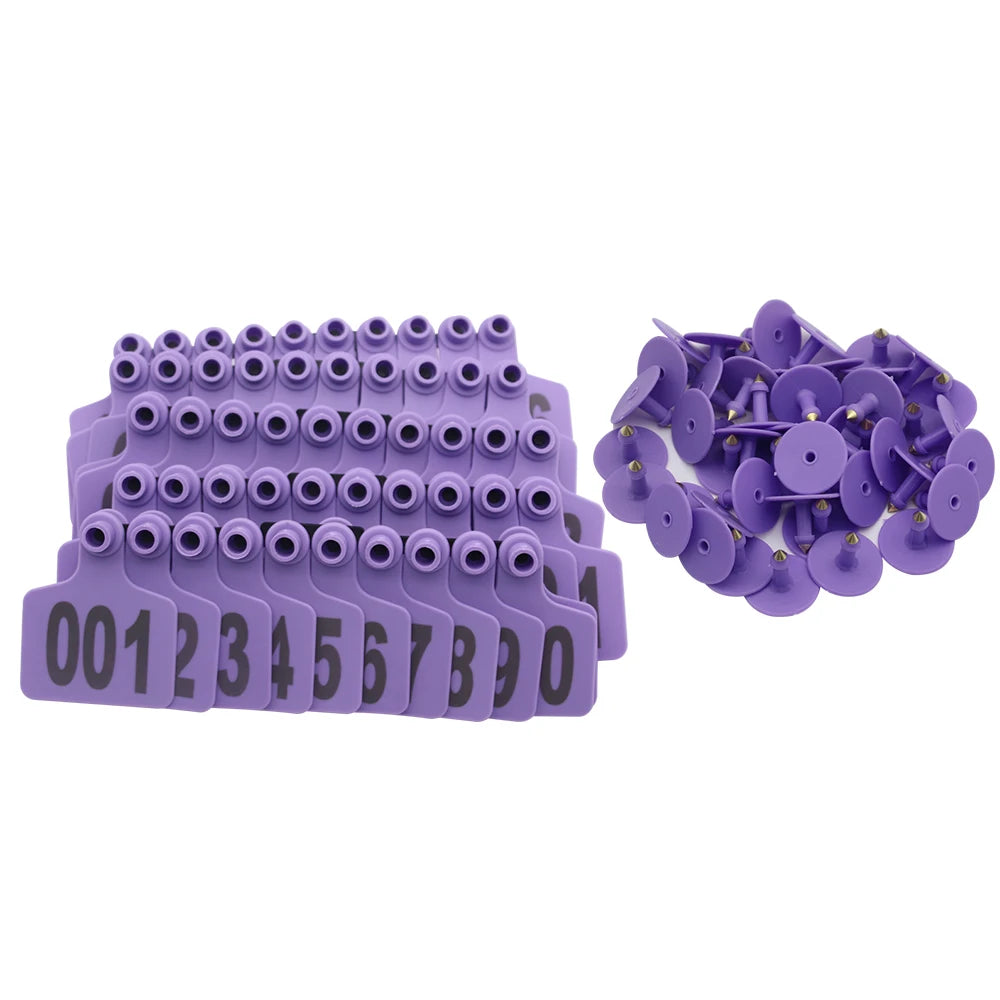 TPU Purple Color Cattle Ear Tag With Numbered on Farm Cow Animal Ear Tag Marked