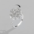 Four Clover Rotating Anxiety Rings for Women Silver Color Adjustable Stainless Steel Wedding Ring