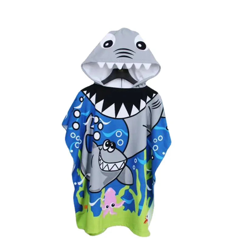 Children's Bath Towel Beach Swimming Printed Cartoon Children Can Wear Children's Bathrobe Hat Bath Towel Cloak and Cape