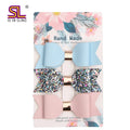 3 Pcs Per Set Faux Leather Glitter Hair Clip Bows for Teenage Girs MegaBDM