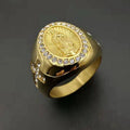 2024 Fashion Fine Luxury Hip Hop Punk Religious Accessories Unique Virgin Mary Stainless Steel Cross Ring for Men Gift