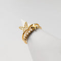 925 Sterling Silver Delicate Zircon Butterfly Shape Adjustable Gold Plated Open Knuckle Finger Rings Fine Jewelry for Women