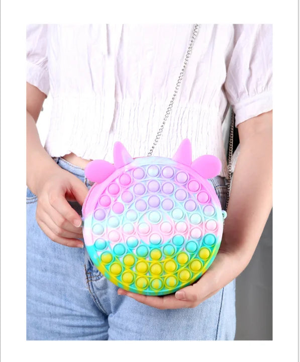 New Popping Silicone Its Stress Reliever Popit Handbag Push Bubble Pop Sensory It Fidget Totes Shoulder Sling Mini Bag for Kids