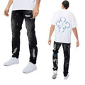 KY 2023 New Design High Quality Splash Printing Distressed Jeans Men Washed Jeans Pants for Men