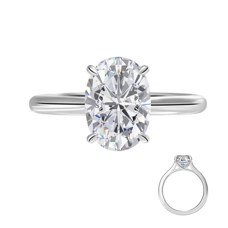 CVD HPHT Diamond Ring 14k Gold Stone Jewellery 1ct Oval DVVS Solitaire Ring Costume Jewelry Lab Diamond Ring