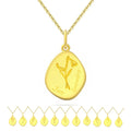 APN33 RINNTIN Dainty 925 Silver Birth Flowers Necklace 14k Gold Engraved Custom Floral Pendant Necklaces for Women