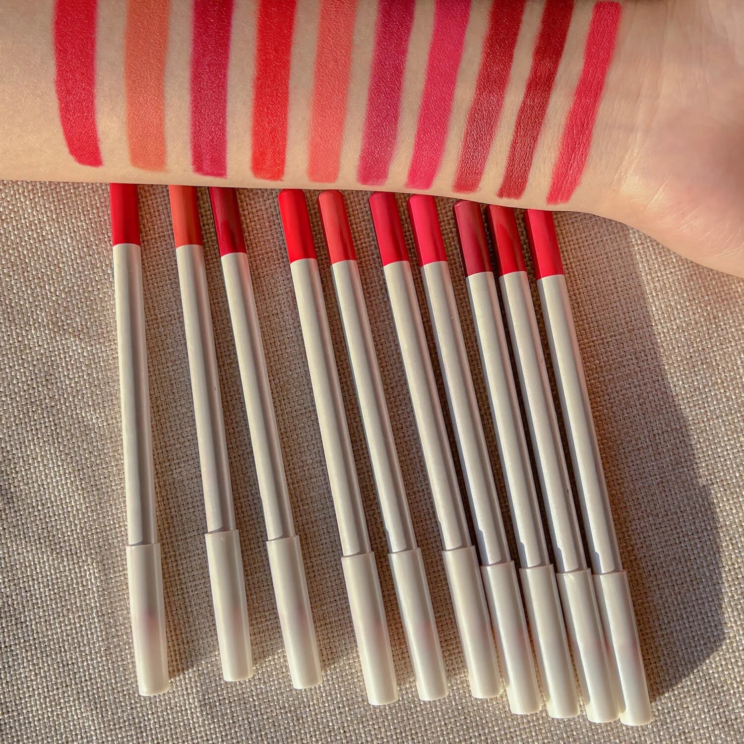 10 Colors Creamy Brown Wholesale Private Label Lip Liner Pencils 2 in 1 Lip Liner and Lipstick Waterproof  Lip Pencils