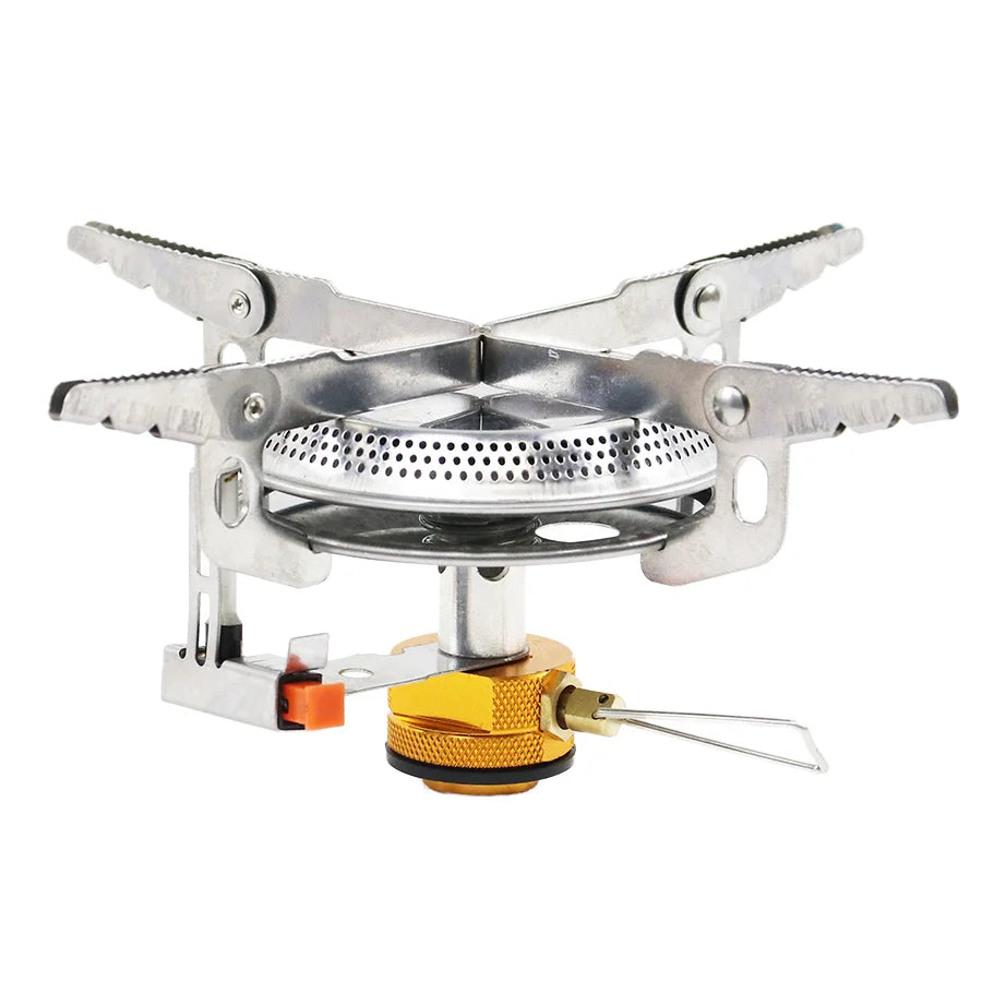 Portable Stainless Steel Camping Gas Stove Small Outdoor Butane Burner for Car Hotel Garage Use