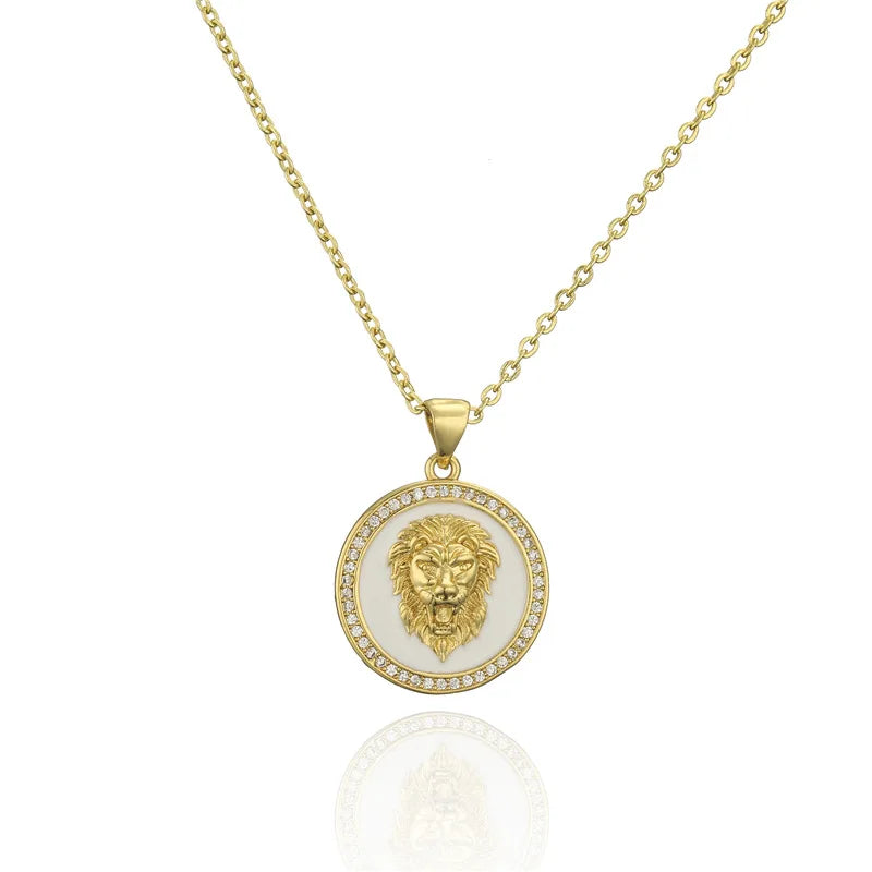 Custom Jewelry Pendant 18K Gold Plated Electroplating White Dripping Lion Pendant