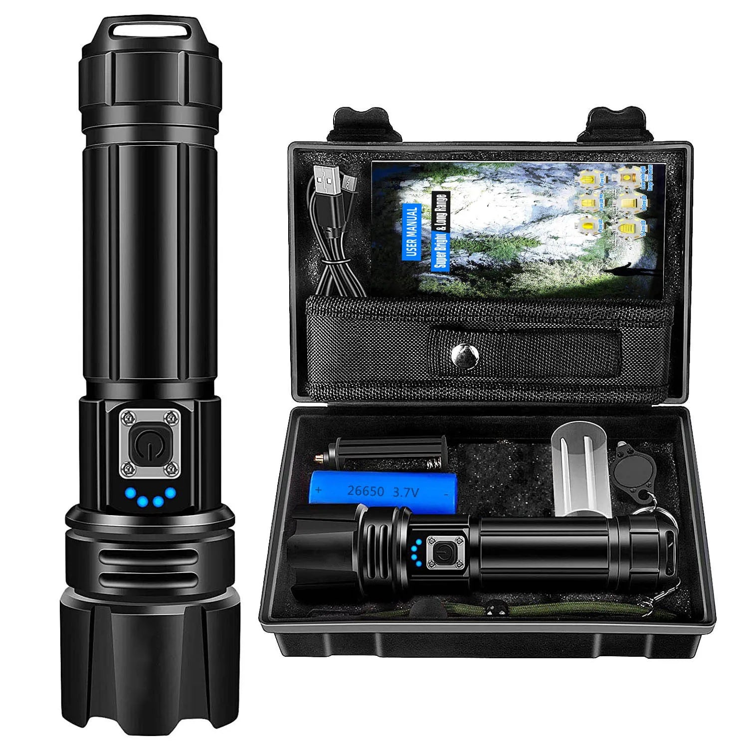 XHP 70 XHP 90 Linterna Led Flashlight High Lumens 100000LM Super Bright Focus Torch Light Tactical Flash Light