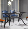 Luxury Black Rectangle Slate with 4 Carbon Steel Legs Dining Table for Family Home Living Room