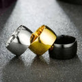 12mm Wide Simple Steel Finger Rings for Men 18k Gold Silver Black Color Smooth Face Daily Wear Stainless Steel Jewelry