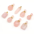 Wholesale Custom Hand Carving Natural Crystal Rose Quartz Perfume Bottle Essential Necklace Pendant Woman Jewelry
