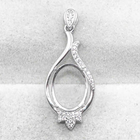 Sterling Silver 10*13mm Semi Mount Pendant Empty Frame Blank Support Setting S925 Base Holder Without Center Stone for DIY Inlay