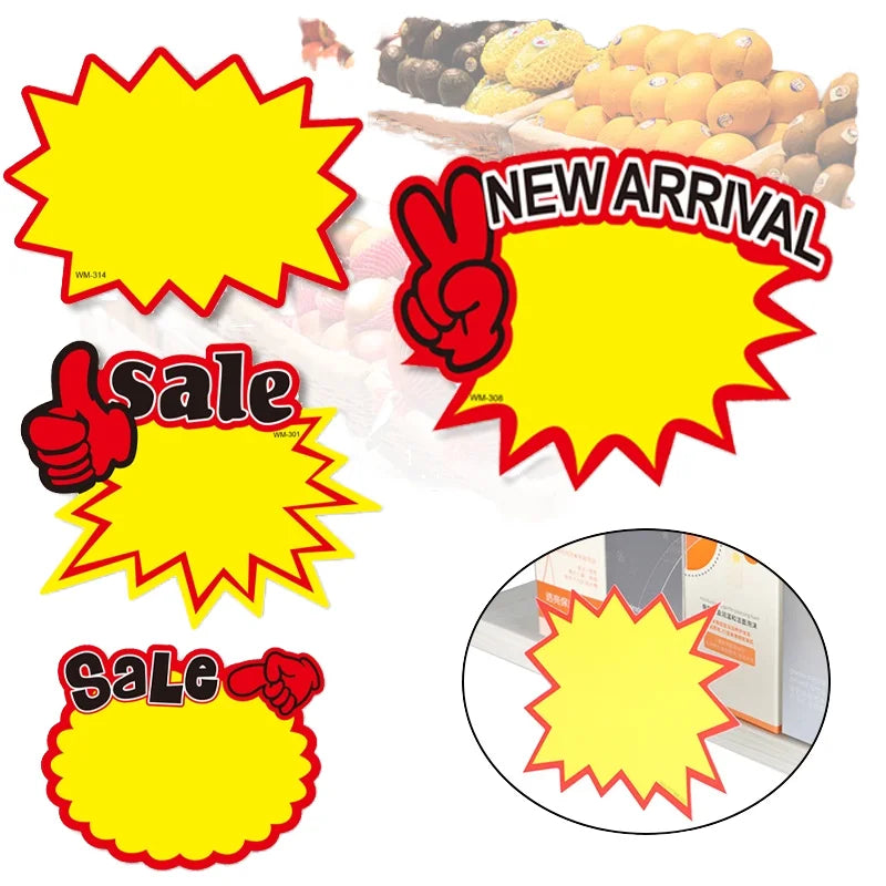 Wholesale Supermarket Food Fruit Products POP Paper Labels Writing Tags for Grocery Advertising Promotional Sign Stickers