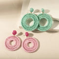 Fashion Bohemian Handmade Rattan Earring Ethnic Style Exaggerated Circle Rattan Earring Handmade