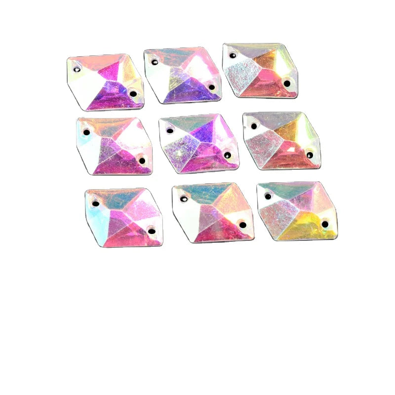 Fancy Luxury 3D Flatback Sew-on Resin Drop Rivoli Shape Rhinestone for Nail Art Shoes Bags Garments