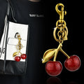 2025 Fashion Cute Cherry Keychain Gold Keychain Bag Charm Handbags Accessories Gift for Women Girls