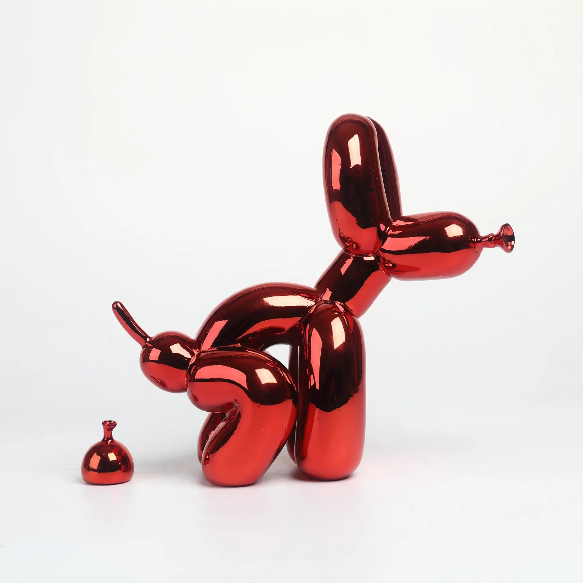 Wholesale Resin Ornaments Handicrafts Poop Balloon Dog Home Decor with Gold-plated Balloon Dog