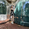 Full House Glamping Polycarbonate Dome Prefabricated Accommodation Transparent Geodesic Shape for Camping and Hotel Use