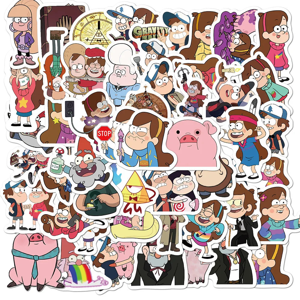 50Pcs TV Show Gravity Falls Graffiti Stickers for Laptop Bottle Waterproof Vinyl Kid Cartoon Sticker