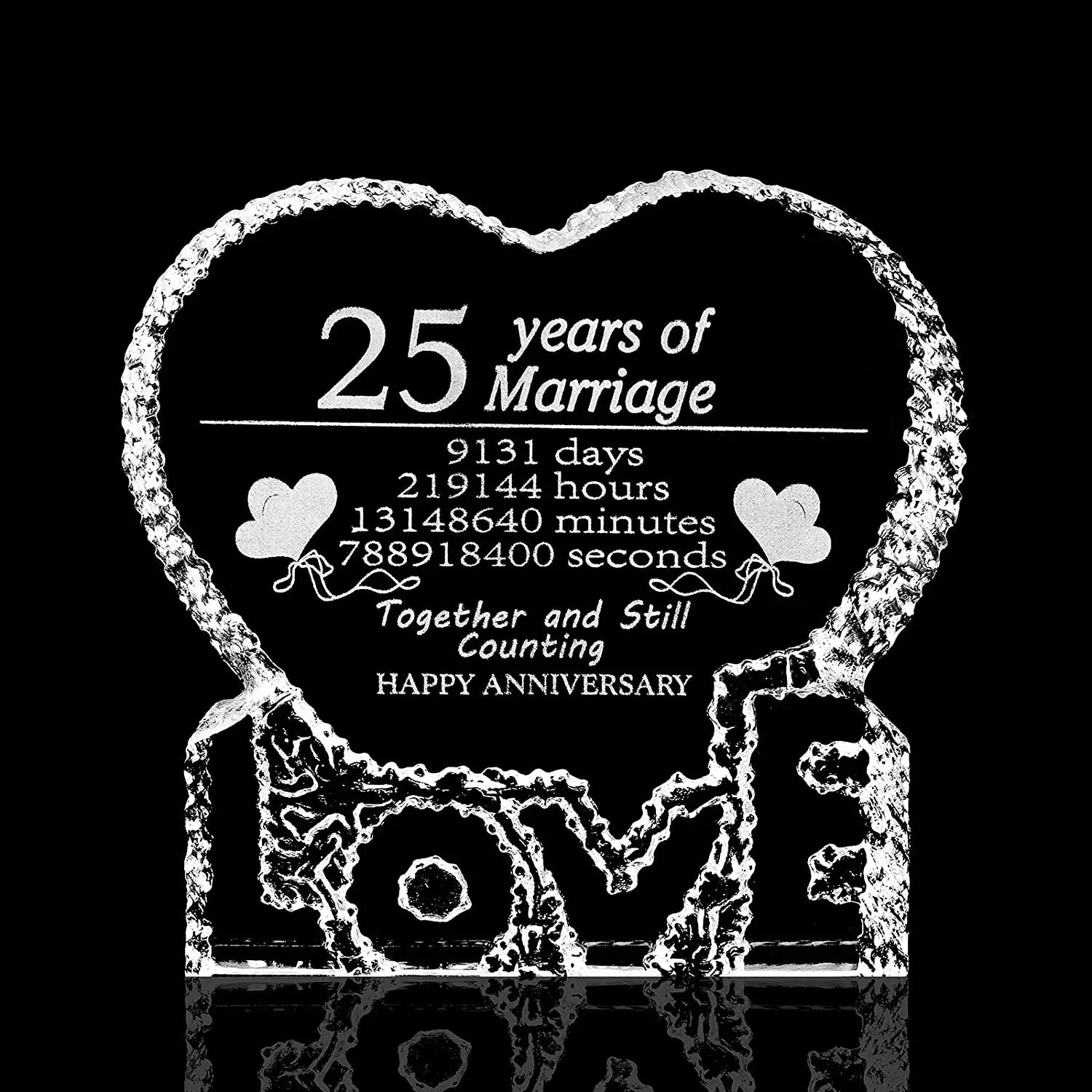 25 Year Wedding Gifts Crystal Photo Paperweight 2D Personalized Memorial 25th Years Anniversary Laser Cube Birthday Gifts