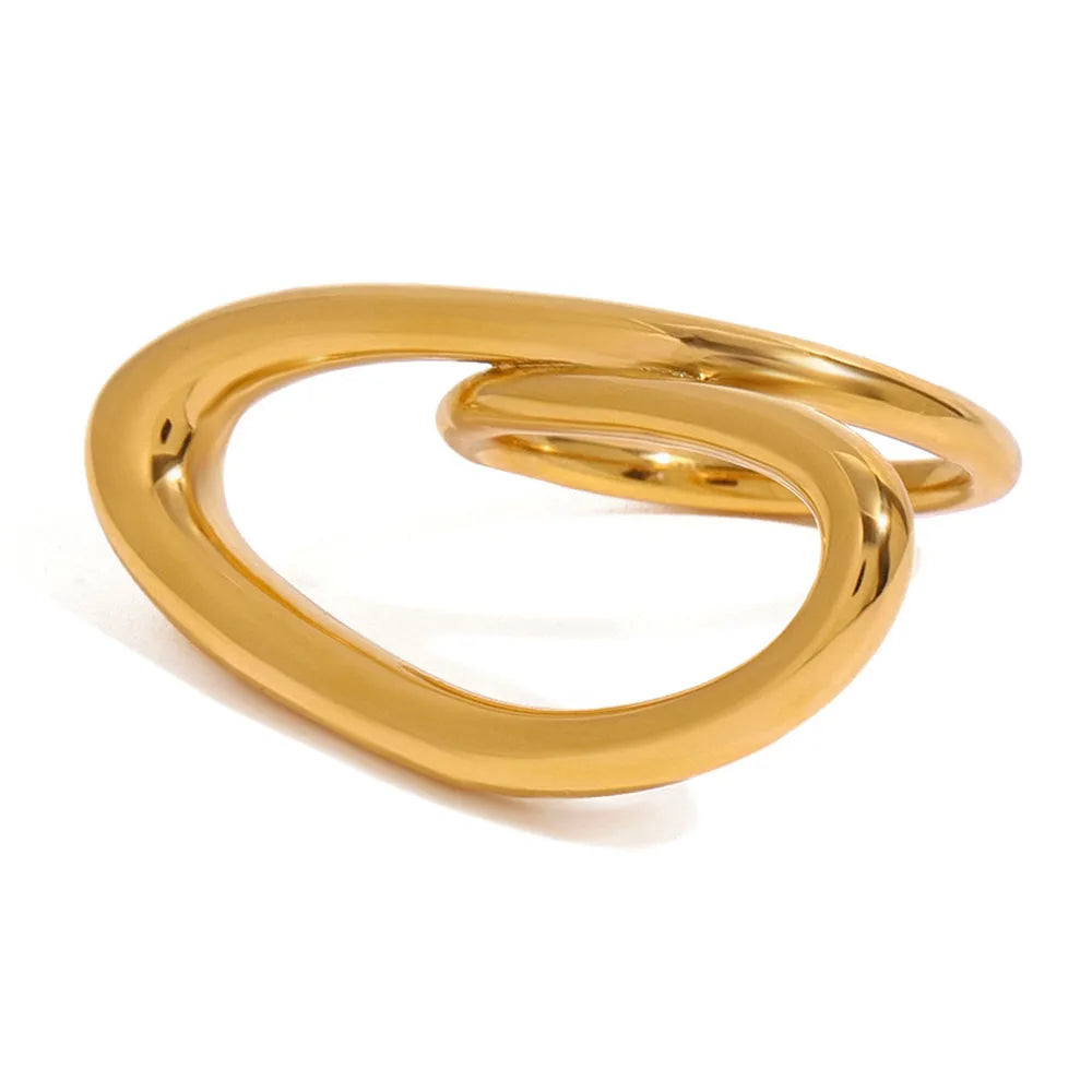 Personalized Irregular Geometric Line Simple Rings Stainless Steel 18K Gold Plated Rings Waterproof Finger Jewelry for Women