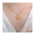 Fashion Stainless Steel Starfish Pendant Necklace New Design 18K Gold Plated Waterproof for Women Men