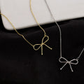 Ins Fashion 925 Silver Plain Simple Bow Dangling Necklaces Jewelry 18K Gold Plated Sterling Silver Necklaces for Women