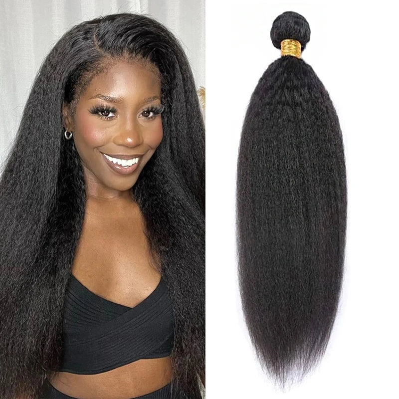 Mira Brazilian Natural Yaki Straight Kinky Human Hair Bundles Grade 10A 100% Virgin Weaves Bundles Fluffy Straight Bulk