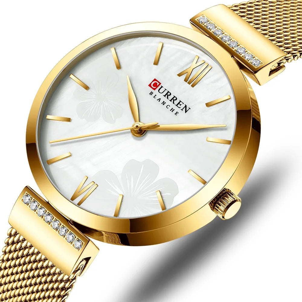 CURREN 9067 Women Quartz Wristwatch Simple Fashion Business Style Steel Case Relogio Feminino Charm Dress Bracelet Lady Watch