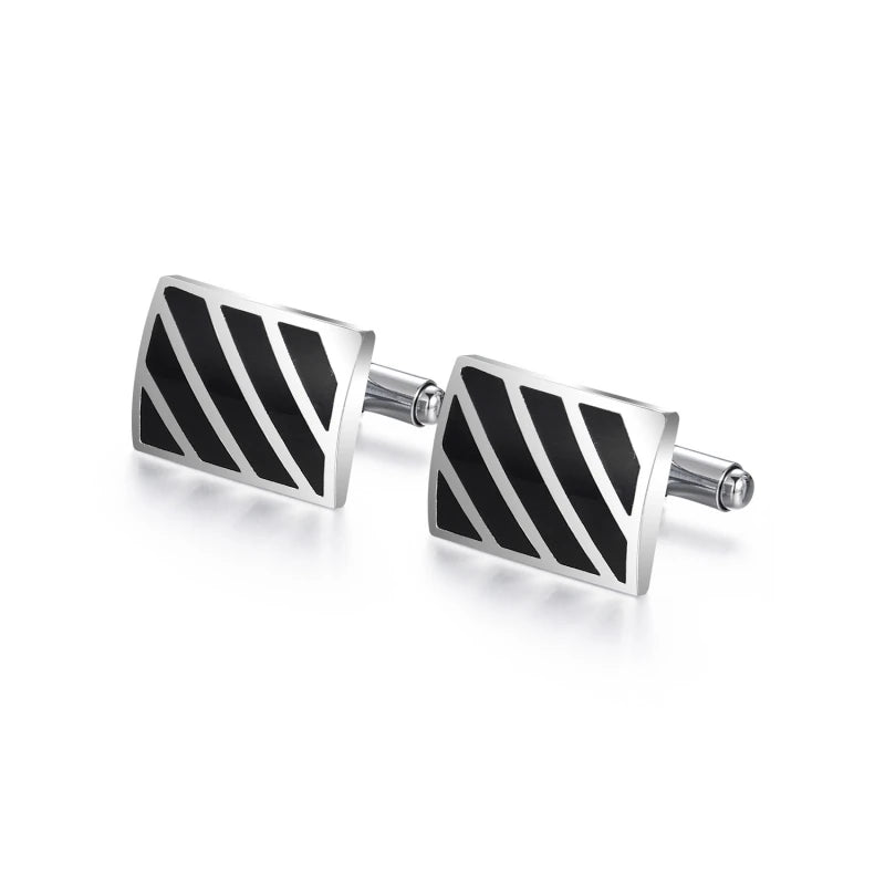 Daili Classic Metal Cufflinks for Men Black/Silver DIY Fashion Accessories for Wedding Engagement or Gift