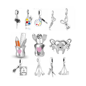 Fit Original Pan Charms Bracelet 925 Sterling Silver Sewing Paint Tray Scissors Pen Chef Golder Bead for Women Jewelry Making