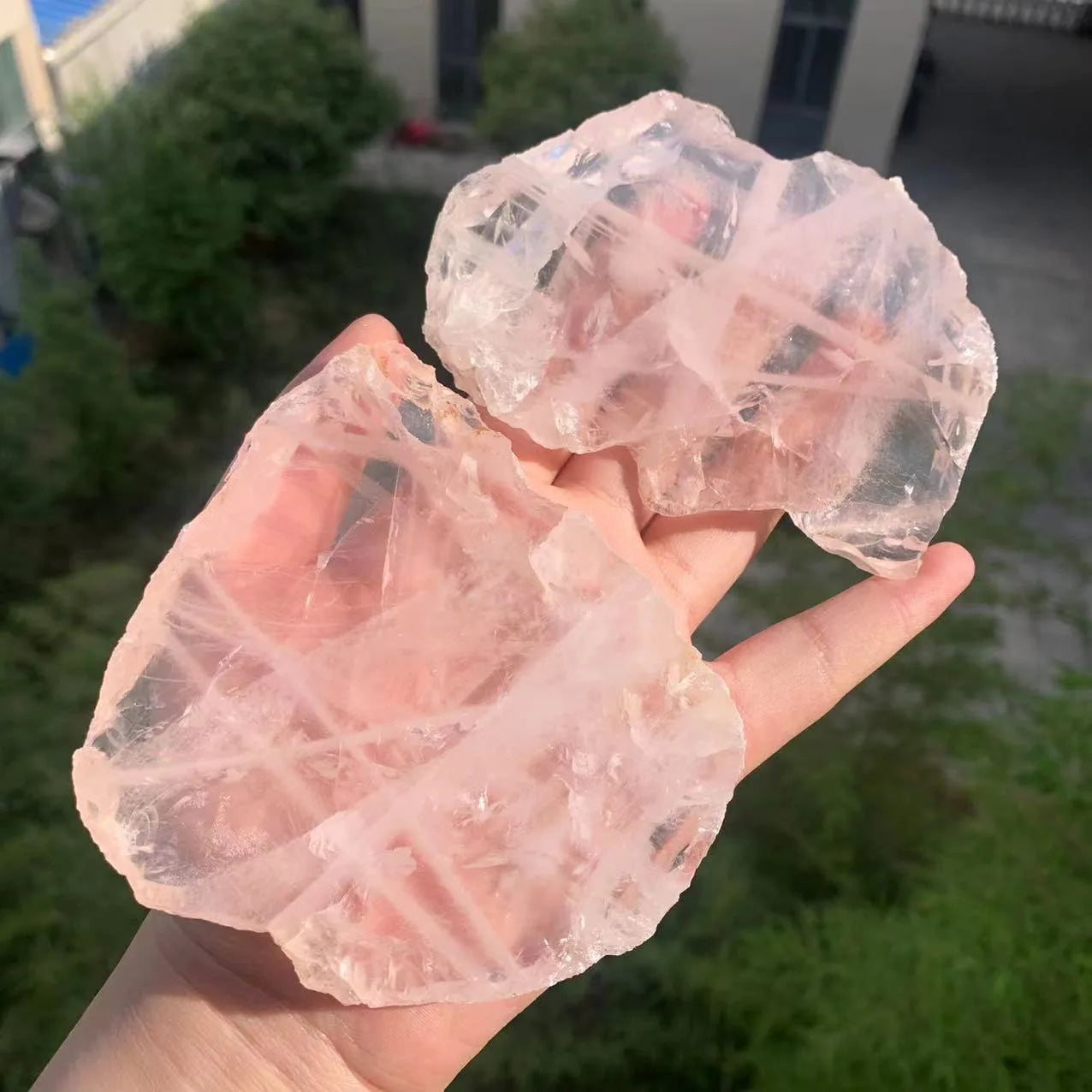 Wholesale  Natural Rose Quartz Slab Rose Quartz Slice Crystal Free Form  Crystal Healing Stone  for Gift_XCG