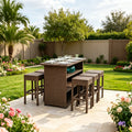 Modern Outdoor Dining Furniture Garden Rattan Bar Tables Chairs Shelves Durable Aluminum Hot Sale Factory Price for Courtyard