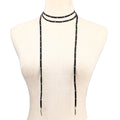 Newly Hiphop Trend Personalized Multi Layered Choker Black Leather Collar Rhinestone Long Ribbon Necklace for Women