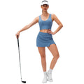 Newest Custom Logo Two Ways to Wear Sexy Bra and With Shorts Mini Skirt Tennis Sports Two Piece Set Women Fitness Golf Outfit