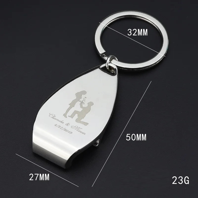 Custom Wedding Favors Beer Bottle Opener Key Chain Anniversary Gift Guests Wedding Souvenirs Giveaways for Guest